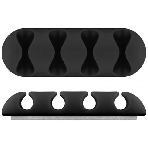 Cablemana-16 Organizer Per Cavi Supporto Per Cavo Pavimento Nero 2 Pezzo[ i] (cable Management 4 Slot - 2pcs Black, 3m Adhesive. - Organise Your Cables In The Office Or At Home - Warranty: 25y)  - Foto 2
