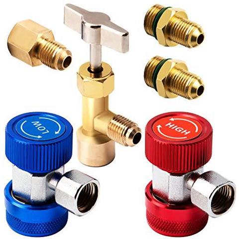 Car Air Tool Set Ac R134a Rapidi Accoppiatori Adattatori R134a Possibile Toccare Con Serbatoio Adattatore Per Refrigerante Dispenser1 4 Pollici E 12 Pollici Di Montaggio Ac Gauge Tubo - Foto 1