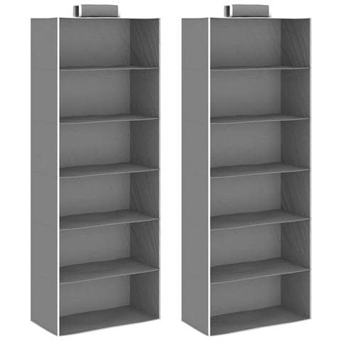 Organizer per Armadio da Appendere con 6 Ripiani 2 pz Tessuto - Foto 1