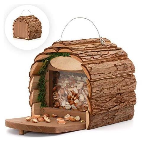 2 In 1 In Legno Scoiattolo Alimentatore Nidificazione Di Uccelli Casa Hanging Feeding Stazione O Nest Box Rustico Naturale Resistente Alle Intemperie Ideale Per Qualsiasi Dimensione Giardino Albero Ambientazione Esterna O Balcone - Foto 4