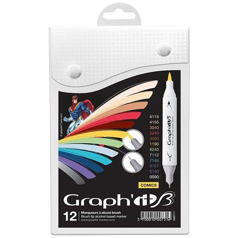 Set 12 Pennarelli Graph'it Brush & Extra Fine - Fumetti - Foto 1