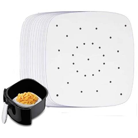 Carta Usa E Getta Per Friggitrice Ad Aria Quadrata 18 Cm Confezione Da 100 Pezzi White - Foto 2