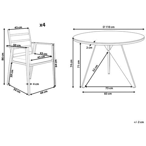 Set Da Pranzo 4 Posti Metallo Nero Grigio E Legno Chiaro Olmetto /taviano - Foto 2