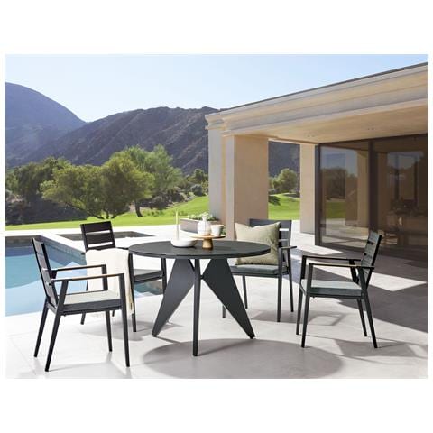 Set Da Pranzo 4 Posti Metallo Nero Grigio E Legno Chiaro Olmetto /taviano - Foto 1