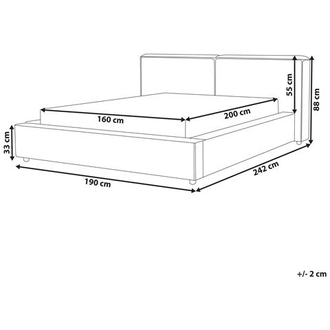 Letto Matrimoniale Velluto A Coste Beige 160 X 200 Cm Linards - Foto 2