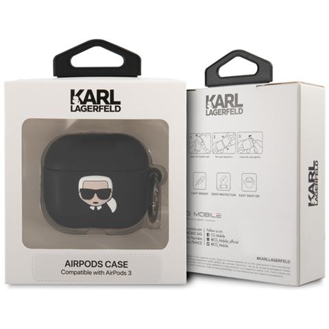 Cover Per Airpods 3 In Silicone Con Anello, Nero - Foto 3