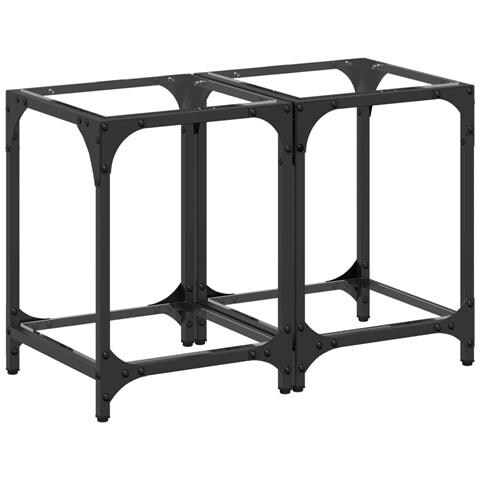 Tavolini Con Piano In Vetro Trasparente 2 Pz 30x30x40cm Acciaio - Foto 2