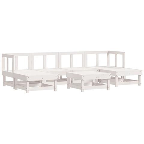 Set Salotto da Giardino 7 pz Bianco in Legno Massello di Pino - Foto 1