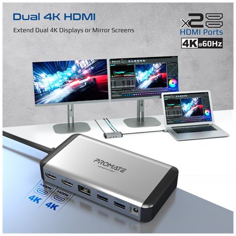 Hub Usb Mst Multi-schermo Monitor Doppio Versahub-mst 100w 13-in-1 Hdmi 4k Dual 3840x2160@60hz Connettore Usb-c Duale Per Macbook - Foto 2
