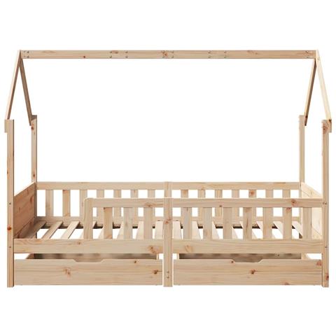Giroletto Bambini con Cassetti 80x200 cm Legno Massello di Pino - Foto 2