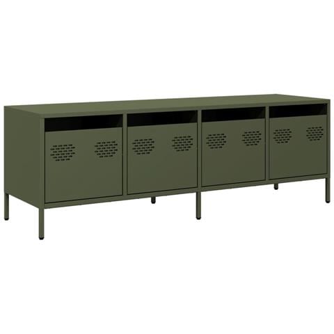 Mobile TV Verde Oliva 135x39x43,5cm Acciaio Laminato a Freddo - Foto 1