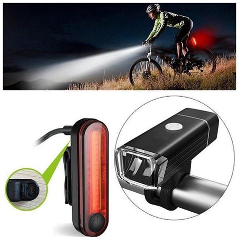 SET DI LUCI PER BICICLETTE - BICYCLE LIGHT SET USB (Q-BK017) - Foto 1