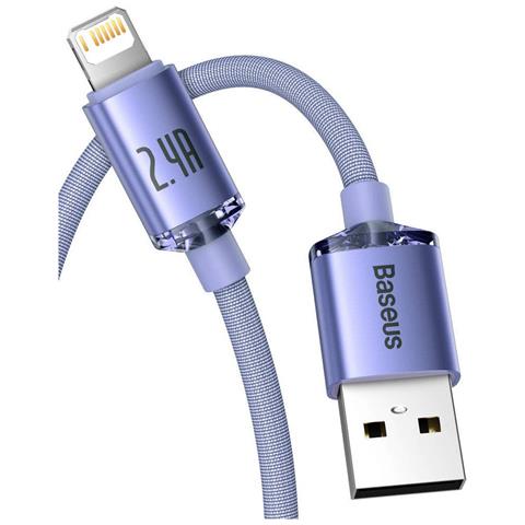 Cavo Da Lightning A Usb 20w Crystal Shine Modello Di Ricarica E Sincronizzazione 1,2m, Lavanda - Foto 5