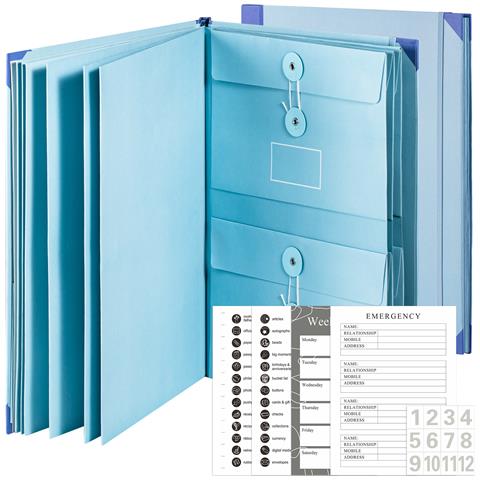 Organizer Per File A Fisarmonica, Formato Lettera A4 Con Cartelle Espandibili Blue - Foto 1