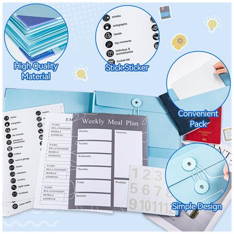 Organizer Per File A Fisarmonica, Formato Lettera A4 Con Cartelle Espandibili Blue - Foto 2