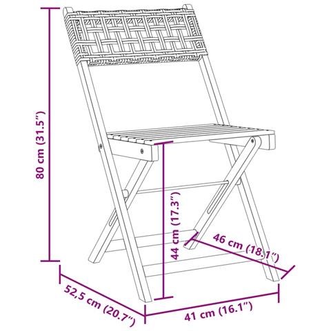 Sedie Giardino Pieghevoli 6pz Nere Polyrattan e Legno Massello - Foto 10