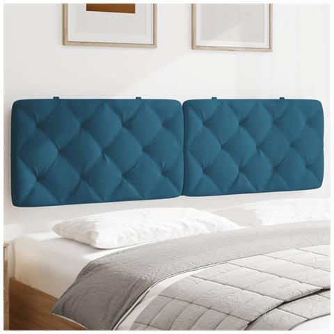 Cuscino Testiera Blu 180 Cm In Velluto - Foto 1