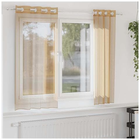 Tende In Voile Con Occhielli 2 Pz Sabbia - Foto 1