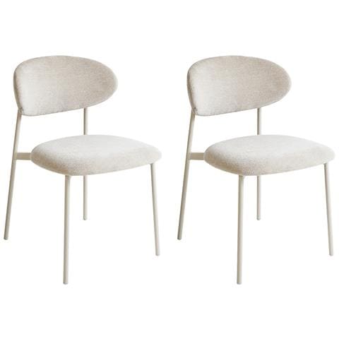 Set Di 2 Sedie Da Pranzo Cowley Ciniglia Beige Chiaro - Foto 2