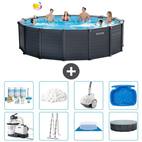 Piscina Fuori Terra - In Giro - 478x124 Cm - Grigio - Include Accessori Coordinati A2741 - Foto 1