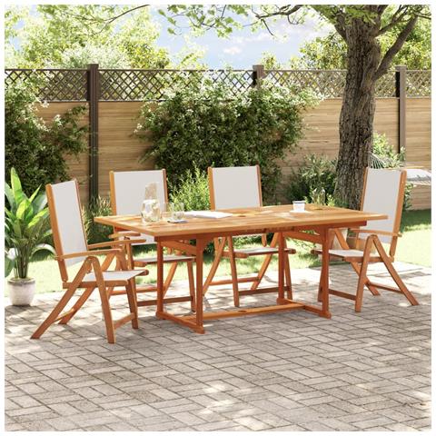 Lusso Casadino -  Sedie Da Giardino Pieghevoli 4 Pz Massello D'acacia E Textilene - Foto 8