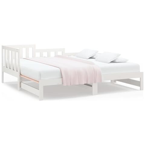 Dormeuse Estraibile Bianca 2x (90x200) Cm Legno Massello Di Pino - Foto 1