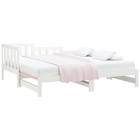 Dormeuse Estraibile Bianca 2x (90x200) Cm Legno Massello Di Pino - Foto 2