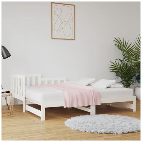 Dormeuse Estraibile Bianca 2x (90x200) Cm Legno Massello Di Pino - Foto 8