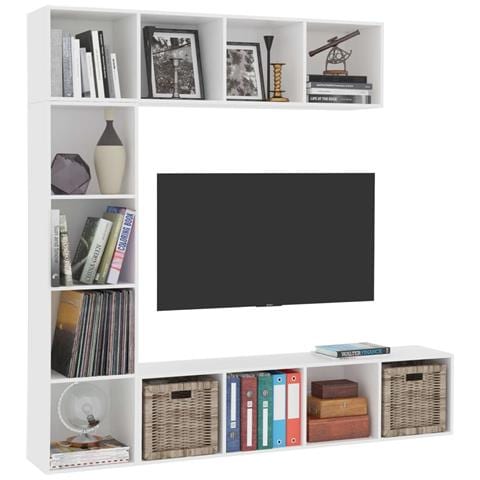 Lusso Casadino -  Set Mobili Libreria/porta Tv 3 Pz Bianco 180x30x180 Cm - Foto 2