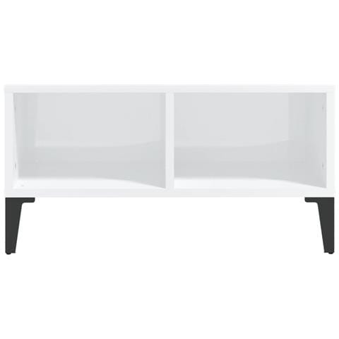 Tavolino Da Salotto Bianco Lucido 60x60x30 Cm Legno Multistrato - Foto 2