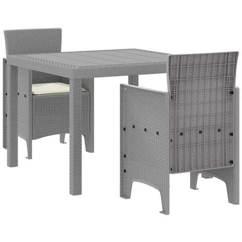 Set da Pranzo Giardino 3 Pezzi con Cuscini Grigio Chiaro Polyrattan - Foto 1