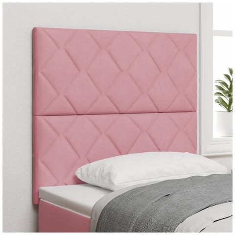 Testiera Rosa  con Blocchi di Diamante Velluto 90 cm, Testiera Rosa  con Blocchi di Diamante Velluto 180 cm - Foto 2