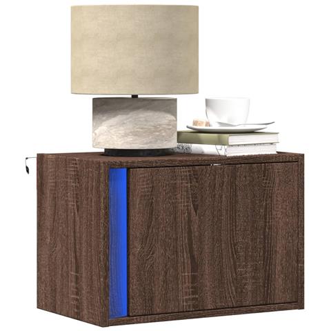 Comodino a Parete con luci LED Rovere Marrone - Foto 2