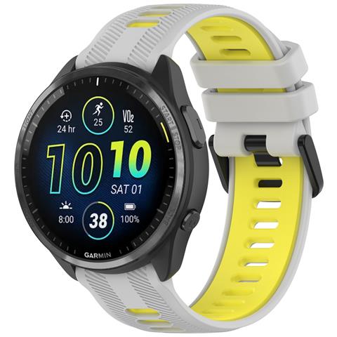 Cinturino Per Orologio In Silicone Grigio Giallo Per Garmin Forerunner 965 - Foto 2
