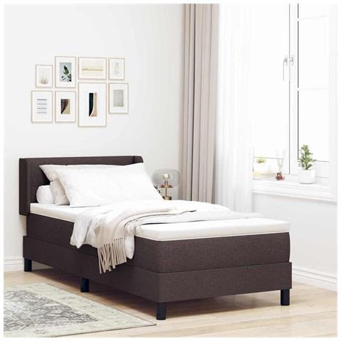 Letto box spring con materasso Marrone Scuro 90 x 200 cm - Foto 2