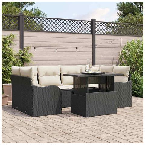 Set Divano da Giardino 7 pcs Nero 100 x 55 x 73 cm Poly Rattan - Foto 2