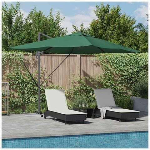 Parasol Roma a braccio Verde e Nero 352 x 251 x 265 cm - Foto 2
