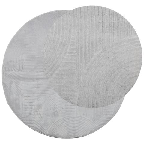 Lusso Casadino - Tappeto Iza A Pelo Corto Con Aspetto Scandinavo Grigio Ø 120 Cm - Foto 2