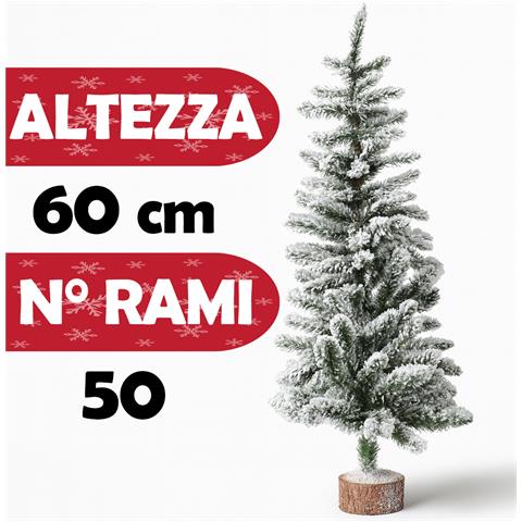 Albero Di Natale Innevato 60cm Con 50 Rami E Neve Effetto Realistico Base Tronco - Foto 4