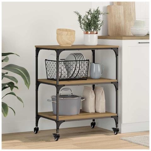 Carrello da Cucina Rovere artigianale 60 x 41 x 76 cm - Foto 2