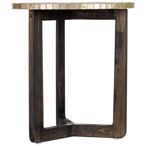 Tavolino Ausiliario In Legno E Capiz Bianco D40x45h Cm - Foto 2
