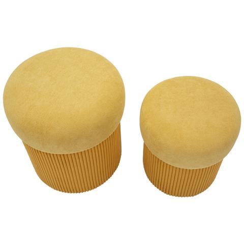 Set 2 Pouf Contenitore Aspen In Poliestere Senape Ø42x44 E Ø35x37 Cm - Foto 2