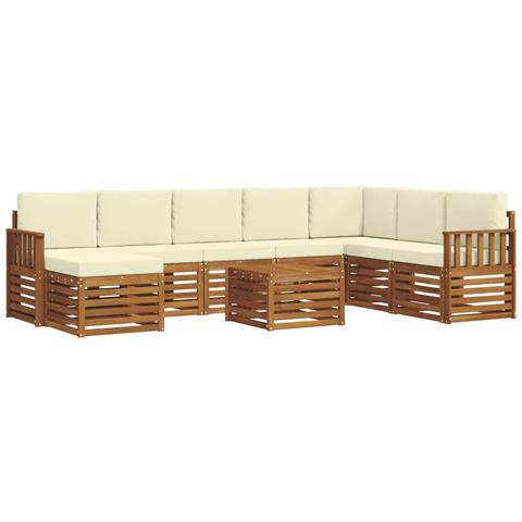 Set divani 9 pcs Naturale e Crema Legno di Acacia Massello - Foto 1