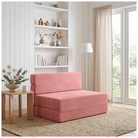 Divano Letto Pieghevole Rosa 70 x 72 x 60 cm Tessuto - Foto 2