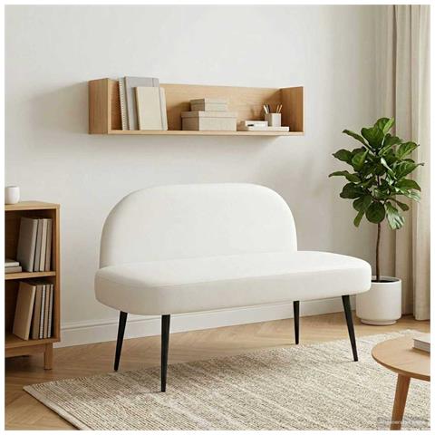 Panchina imbottita con schienale Bianco 110 x 60 x 76 cm - Foto 2