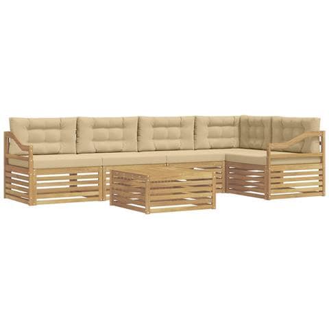 Set di divani da esterno 6 pcs Bianco e Beige Poliestere - Foto 1