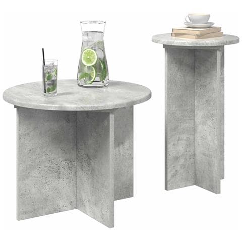 Set tavolini 2 pcs Grigio Cemento Legno ingegnerizzato - Foto 2