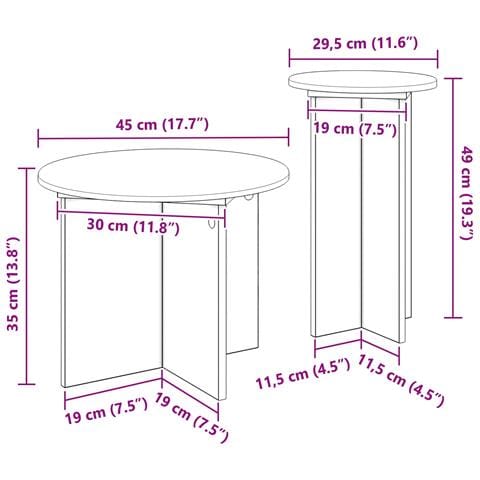 Set tavolini 2 pcs Grigio Cemento Legno ingegnerizzato - Foto 5