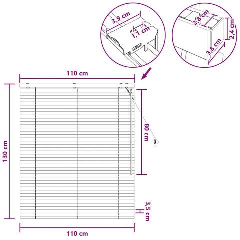 Tenda Veneziana Bianco 110 x 130 cm 35 mm - Foto 9