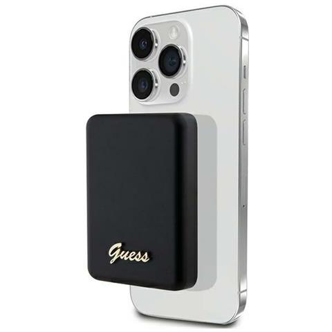 Guess Magsafe Metal Script Logo 5w 3000mah Power Bank Induzione - Nero - Foto 1
